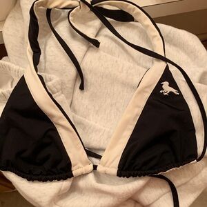 Large reversible Elegant Black and Cream Triangle Swim Bra